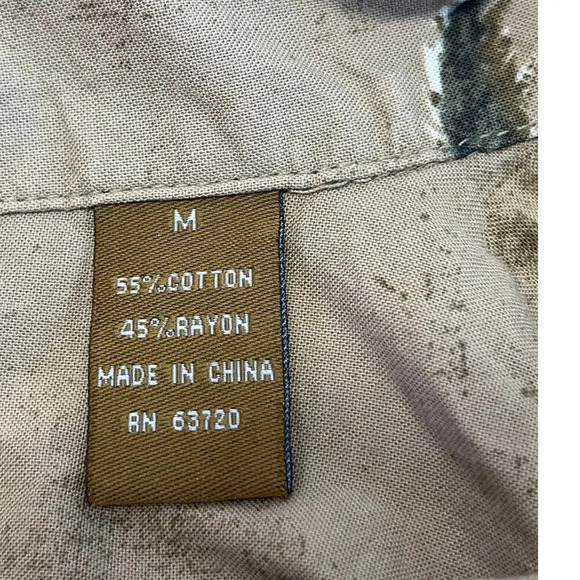 Magellan Sportswear Mens M Brown Hawaiian Tropical Palm Short Sleeves - Picture 4 of 12